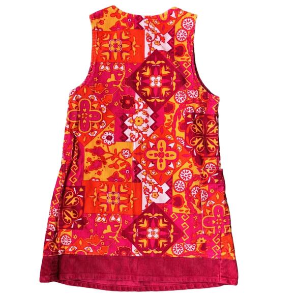 Garnet Hill Toddler Girls 2T XS Corduroy Jumper Dress Pink Orange Yellow Floral - Picture 2 of 3